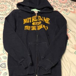 Notre Dame navy blue and gold zip up hoodie